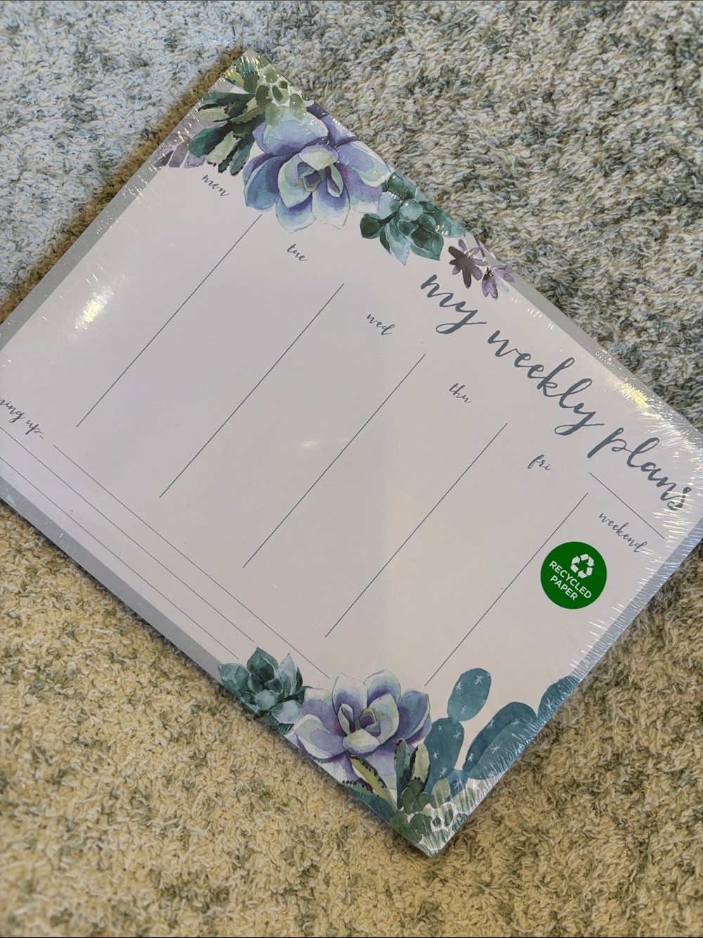 Weekly Planner Notepad with Purple Succulent Design NWT Boho Dessert Clementine